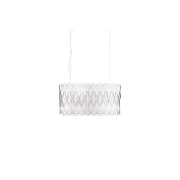 Lampadario Moderno Ovale Amanda Polilux ® Bianco E Metallo Cromo 3 Luci E27