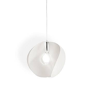 Sospensione Moderna Atom Polilux ® Bianco E Metallo Cromo 1 Luce E27 D54Cm