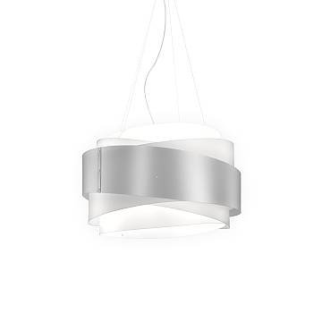 Lampadario Moderno Bea Polilux ® Argento E Metallo Cromo 5 Luci E27 D80Cm