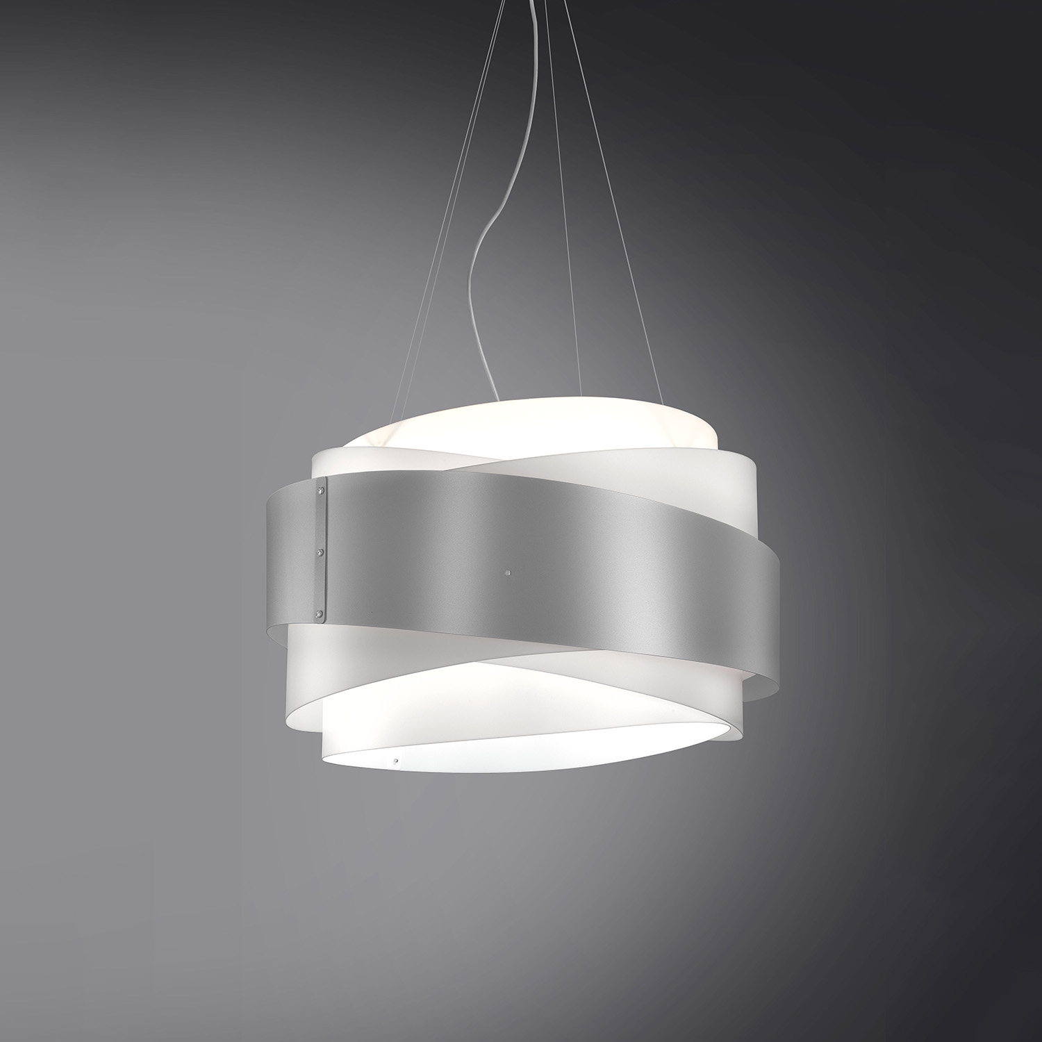 Lampadario Moderno Bea Polilux ® Argento E Metallo Cromo 5 Luci E27 D80Cm BEA/S5/80/SVR