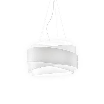 Lampadario Moderno Bea Polilux ® Bianco E Metallo Cromo 5 Luci E27 D80Cm