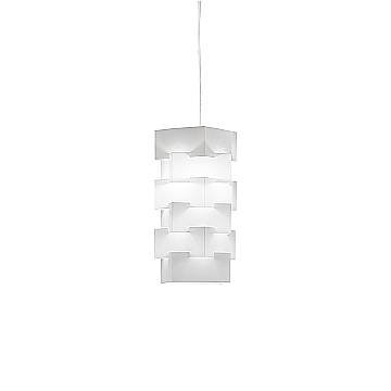 Sospensione Moderna Building Polilux ® Bianco E Metallo Cromo 1 Luce E27