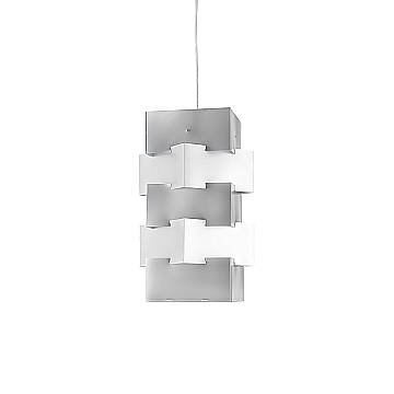 Sospensione Moderna Building Polilux ® Argento E Metallo Cromo 1 Luce E27 H60Cm