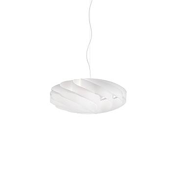 Sospensione Moderna Flat Polilux ® Bianco E Metallo Cromo 1 Luce E14