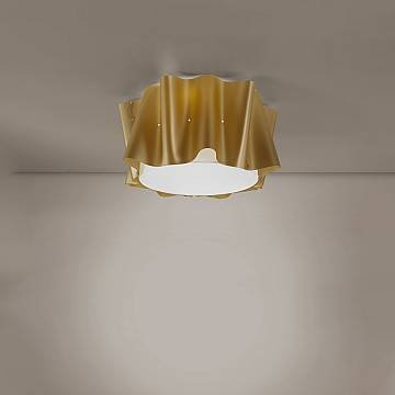 Plafoniera Moderna Folio Polilux ® New Gold 1 Luce E27 D60Cm