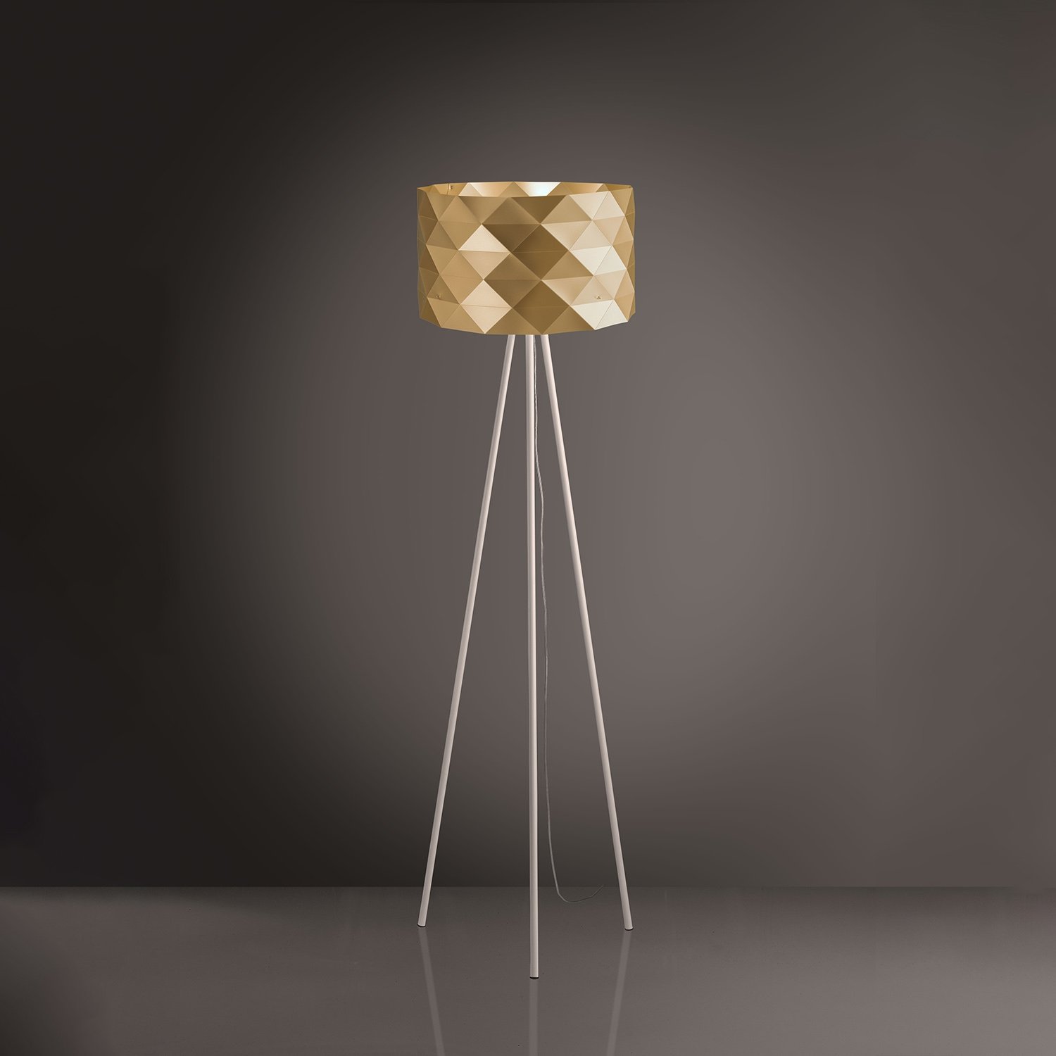 Piantana Moderna 3 Piediprisma Polilux ® New Gold E Metallo 1 Luce E27 PRISMA/3P/146/NGLD