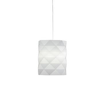 Sospensione Moderna Prisma Polilux ® Bianco E Metallo Cromo 1 Luce E27 D27Cm