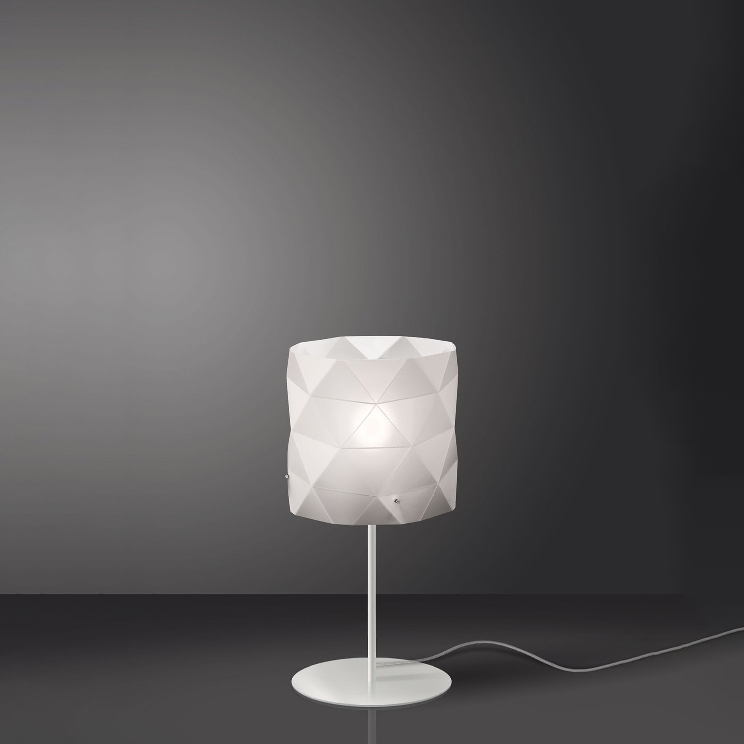 Lampada Da Scrivania Moderna Prisma Polilux ® Bianco E Metallo 1 Luce E27 PRISMA/T/36/W