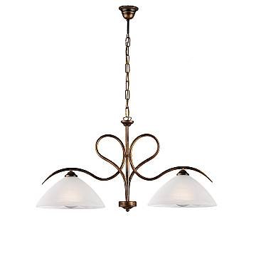 Lampadario Rustico Miranda 2 Luci Marrone e Bianco LuceArt Classic