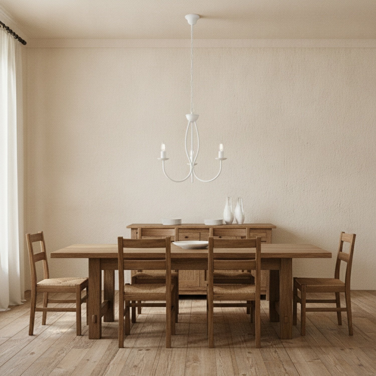 Lampadario Rustico Botte 3 Luci Bianco LuceArt Classic BL147-3-BCO