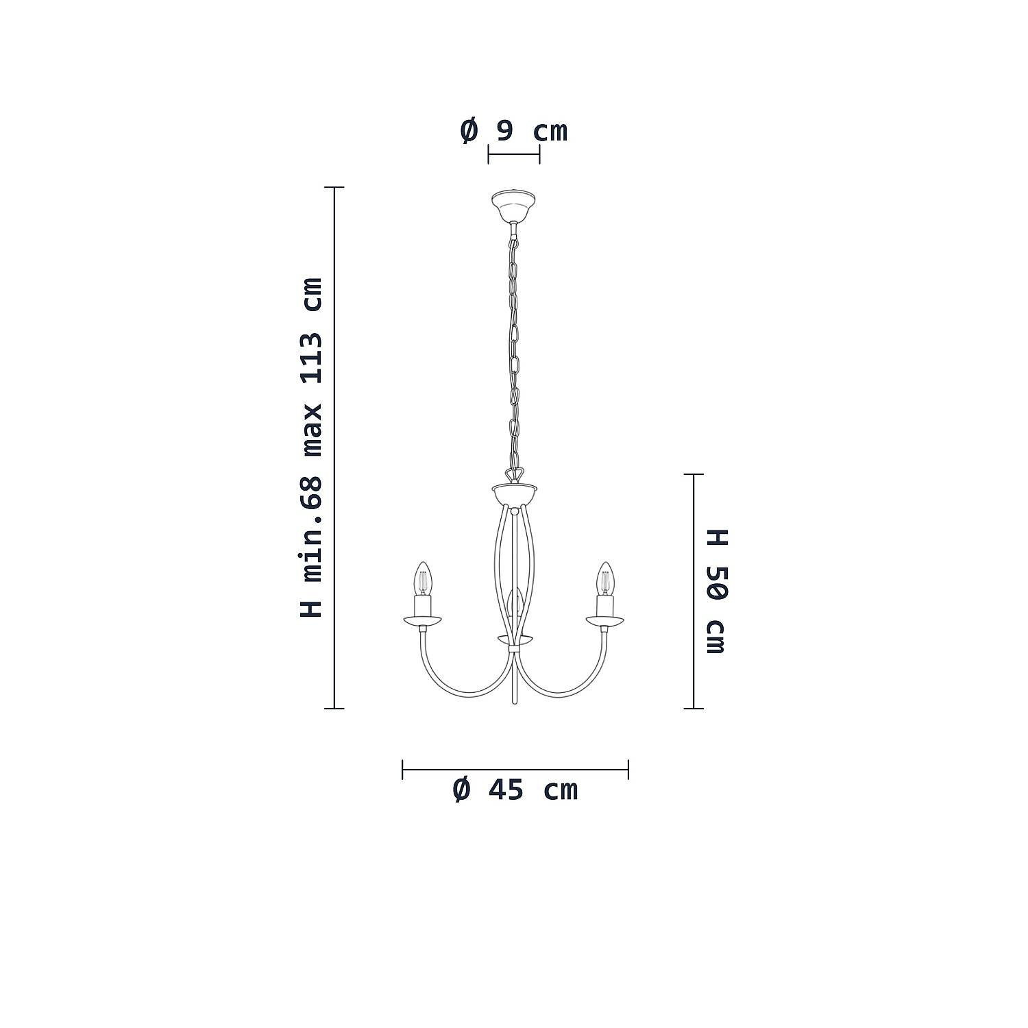 Lampadario Rustico Botte 3 Luci Bianco LuceArt Classic BL147-3-BCO