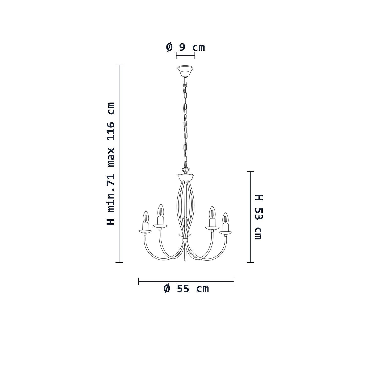 Lampadario Rustico Botte 5 Luci Bianco LuceArt Classic BL147-5-BCO