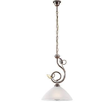Lampadario Rustico Magnolia 1 Luce Marrone e Bianco LuceArt Classic