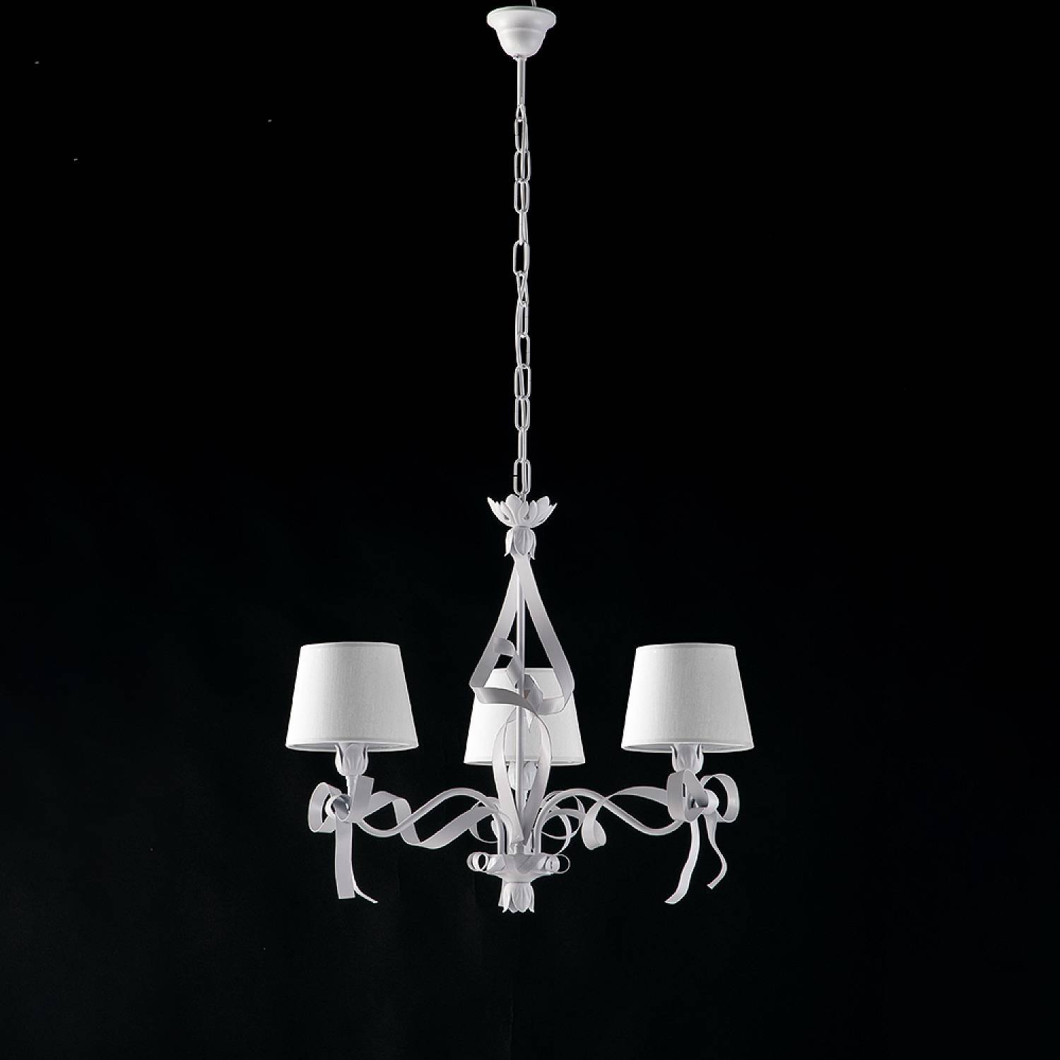 Lampadario Shabby Chic Lucy 3 Luci Bianco LuceArt Classic BL184-3-BCO-PARB