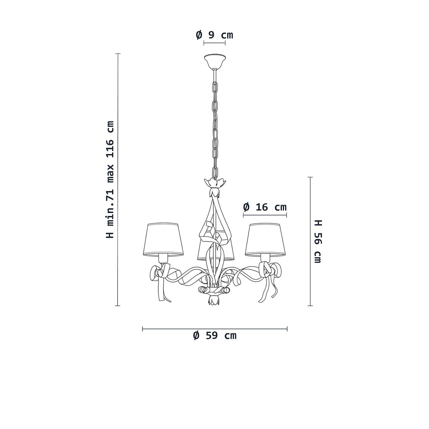 Lampadario Shabby Chic Lucy 3 Luci Bianco LuceArt Classic BL184-3-BCO-PARB