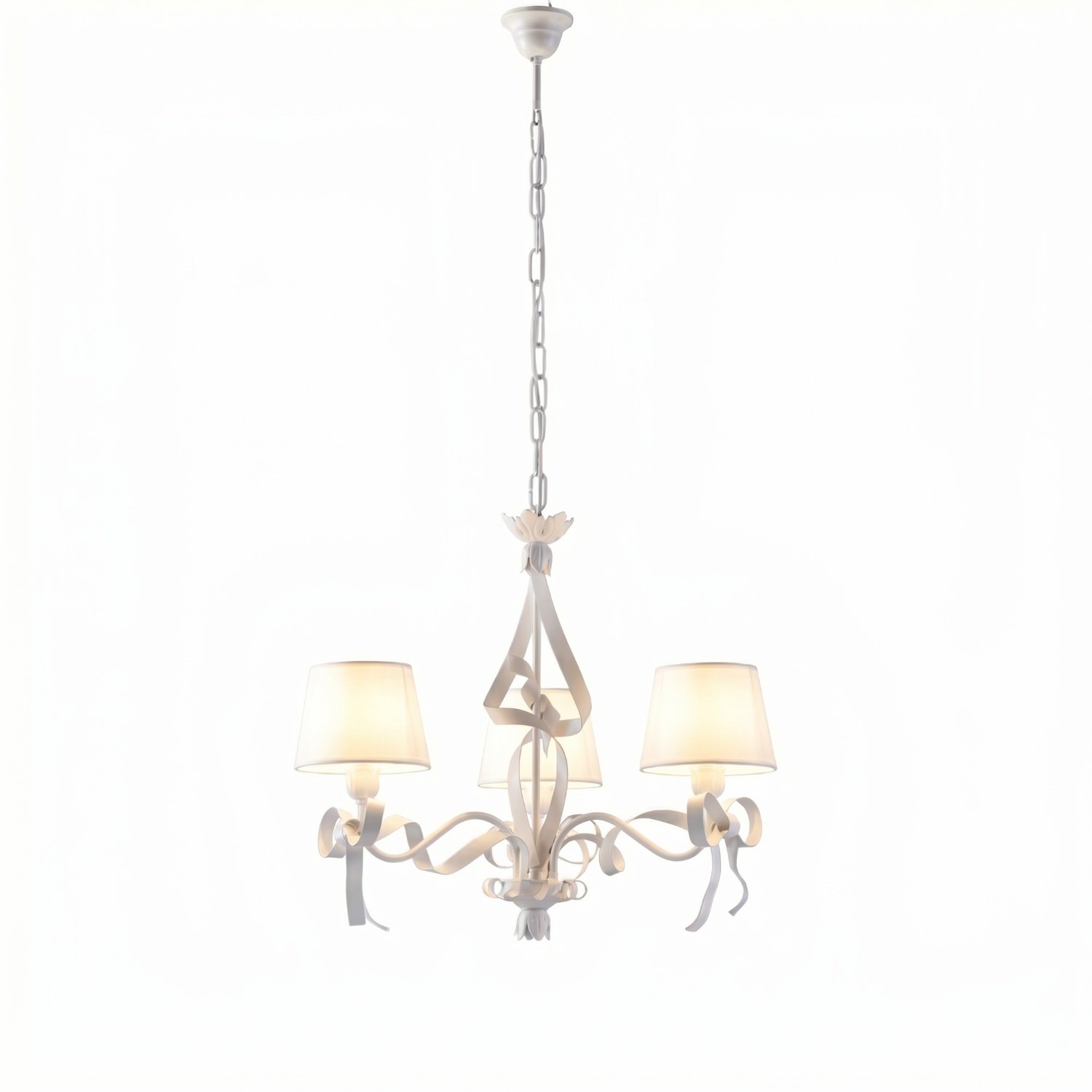 Lampadario Shabby Chic Lucy 3 Luci Bianco LuceArt Classic BL184-3-BCO-PARB