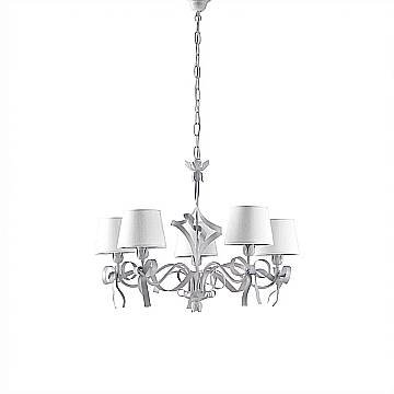 Lampadario Shabby Chic Lucy 5 Luci Bianco LuceArt Classic