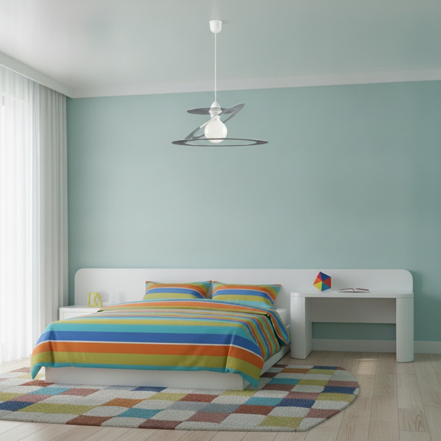 Sospensione Geko 1 Luce Grigio e Bianco LuceArt Classic BL208-1-GR-PD