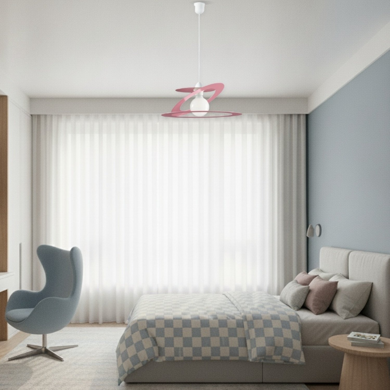 Sospensione Geko 1 Luce Rosa e Bianco LuceArt Classic BL208-1-RS-PD