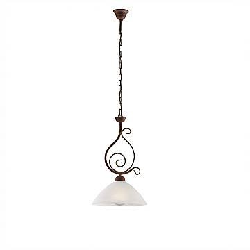 Lampadario Rustico Faraone 1 Luce Marrone e Bianco LuceArt Classic