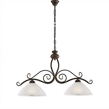 Lampadario Rustico Faraone 2 Luci Marrone e Bianco LuceArt Classic