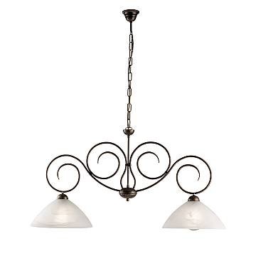 Lampadario Rustico Milly 2 Luci Marrone e Bianco LuceArt Classic