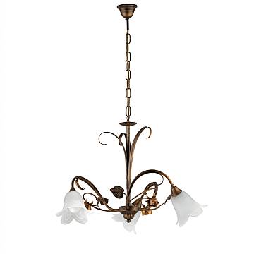 Lampadario Arte Povera Cestino 3 Luci Marrone e Bianco LuceArt Classic