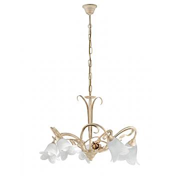 Lampadario Arte Povera Cestino 5 Luci Avorio e Bianco LuceArt Classic