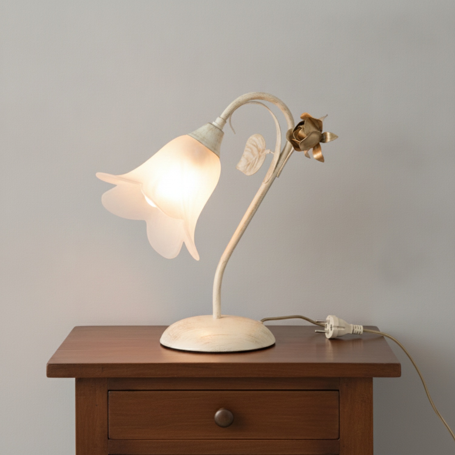 Lampada da Tavolo Cestino 1 Luce Avorio e Bianco LuceArt Classic BL26-LT-AV