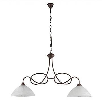 Lampadario Rustico Bistrot 2 Luci Ruggine e Bianco LuceArt Classic