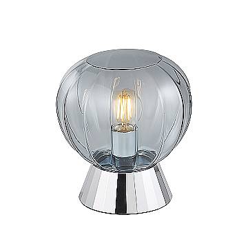 Lampada Da Tavolo Moderna Sydney Base Cromata E Sfera In Vetro Fumé 1 Luce E14