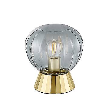 Lampada Da Tavolo Moderna Sydney Base Oro E Sfera In Vetro Fumé 1 Luce E14