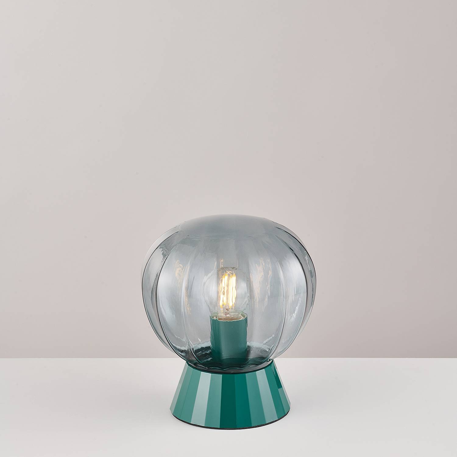 Lampada Da Tavolo Moderna Sydney Base Ottanio E Sfera In Vetro Fumé 1 Luce E14 LA180-LX-LT-OTTA