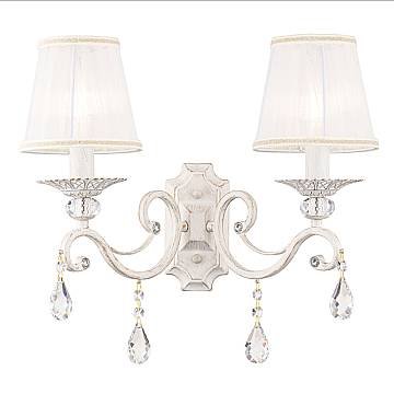 Maytoni applique shabby chic Grace 2 luci E14 bianco metallo diffusore tessuto Maytoni applique shabby chic Grace 2 luci E14 bianco metallo diffusore tessuto