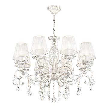 Maytoni Lampadario Shabby Chic Grace 8 luci E14 bianco metallo cristallo Maytoni Lampadario Shabby Chic Grace 8 luci E14 bianco metallo cristallo