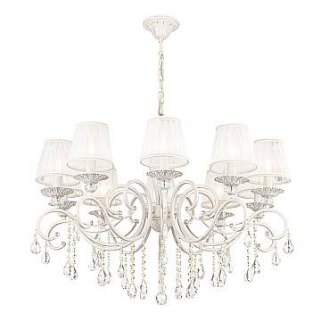 Maytoni Lampadario Shabby Chic Grace 10 luci E14 bianco metallo cristallo Maytoni Lampadario Shabby Chic Grace 10 luci E14 bianco metallo cristallo
