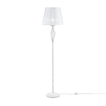 Maytoni Lampada da terra Shabby Chic Grace 1 luce E14 bianco metallo diffusore organza