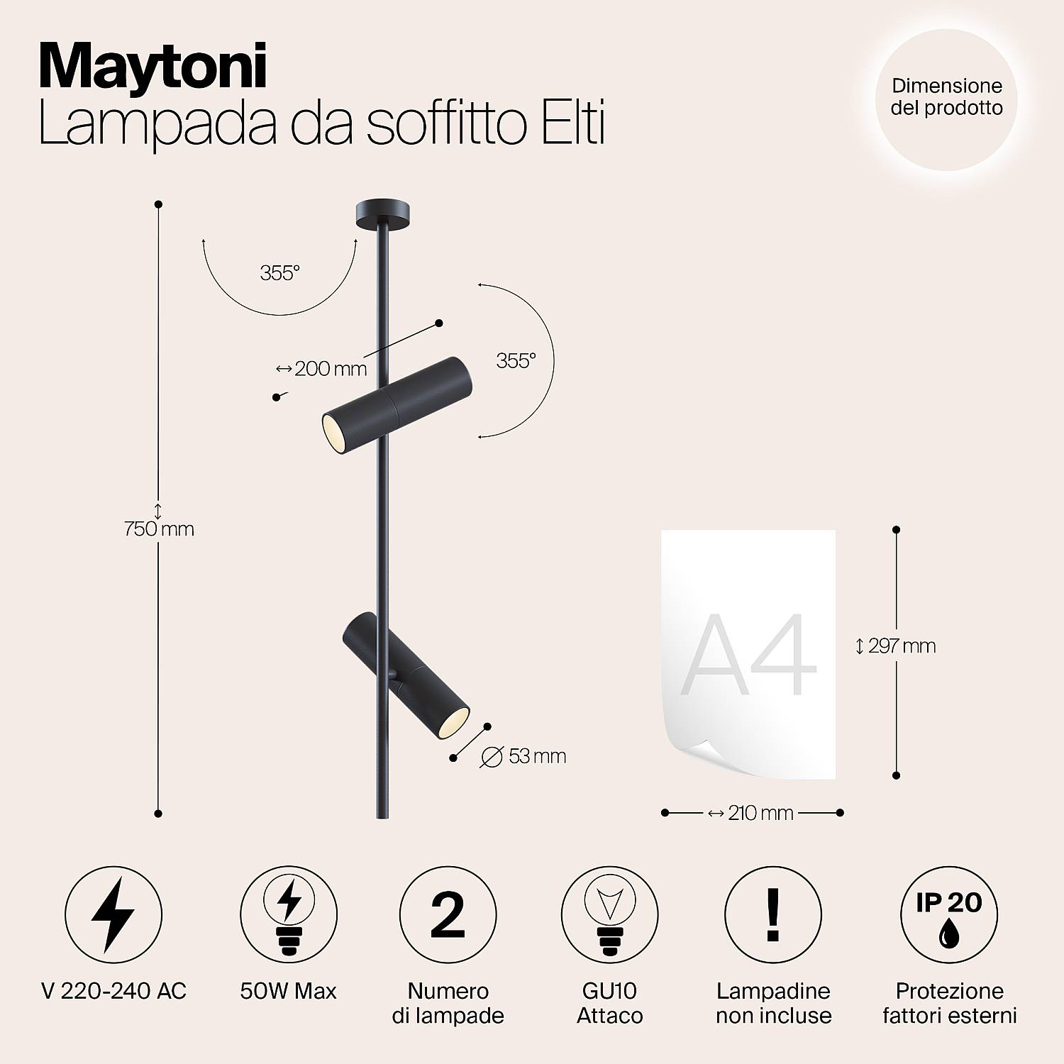 Lampada Da Soffitto C021Cl-02B C021CL-02B