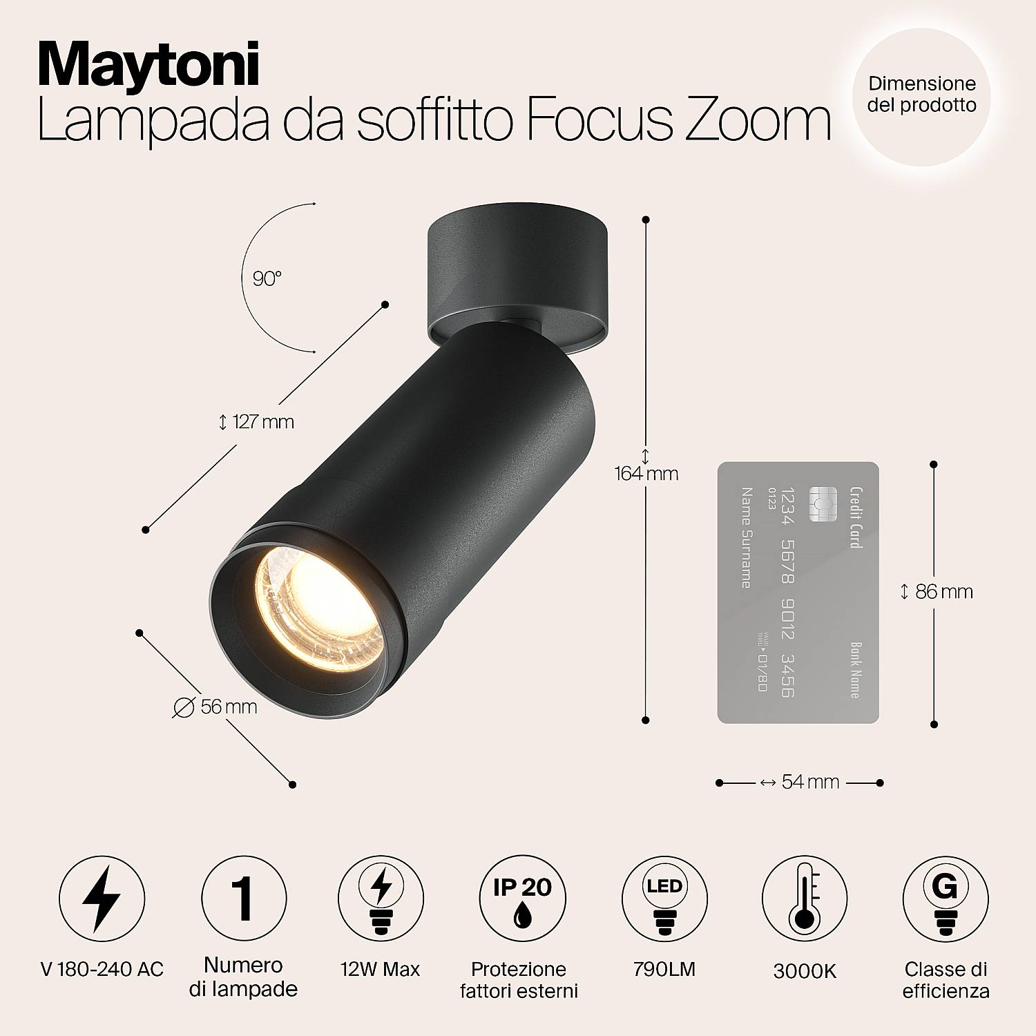 Lampada Da Soffitto C055Cl-L12W3K-Z-B C055CL-L12W3K-Z-B