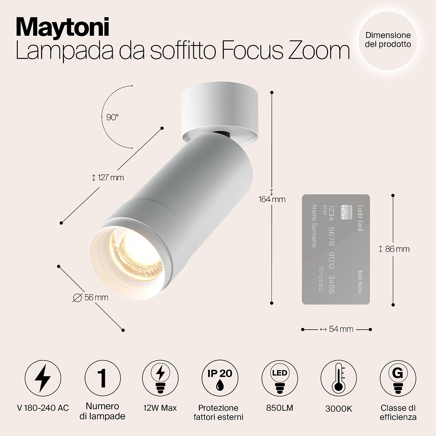 Lampada Da Soffitto C055Cl-L12W3K-Z-W C055CL-L12W3K-Z-W
