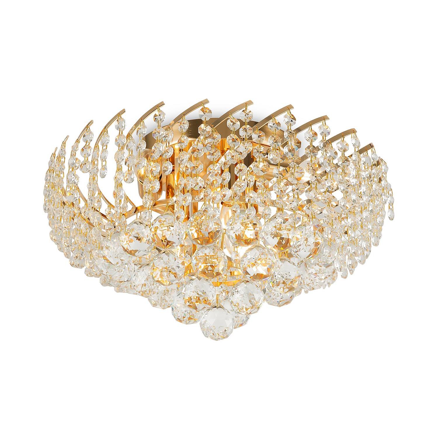 Plafoniera Contemporanea Karolina Metallo Oro 6 Luci Pendente In Cristallo DIA120-06-G