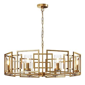 Maytoni Lampadario contemporaneo Bowi 8 luci E14 oro metallo diffusore vetro trasparente