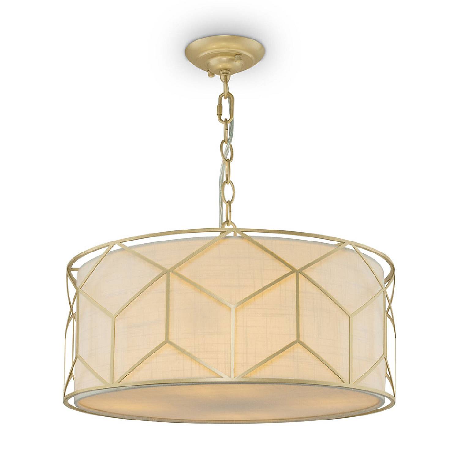 Lampadario Contemporaneo Messina Metallo Oro 1 Luce Diffusore Lino Su Pvc H223PL-03G