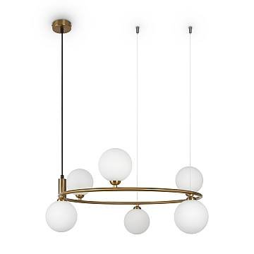 Maytoni Lampadario Contemporaneo Ring 6 luci G9 ottone metallo vetro Maytoni Lampadario Contemporaneo Ring 6 luci G9 ottone metallo vetro