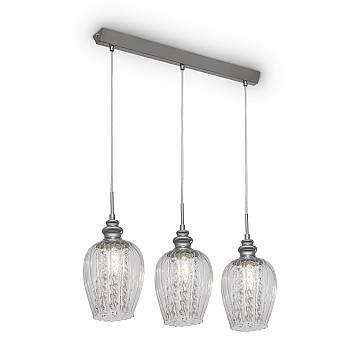 Maytoni Lampadario moderno Blues 3 luci E14 nichel metallo vetro trasparente