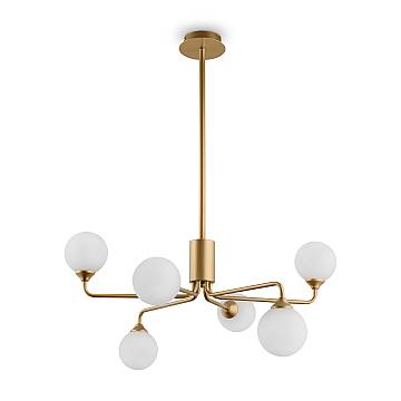 Lampadario A Sospensione Moderno Alexis 6 Luci G9 40W Metallo Oro Ip20