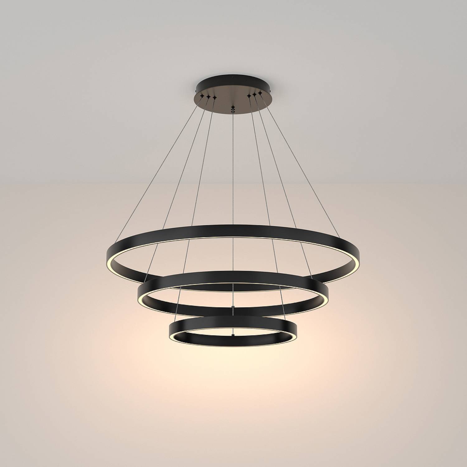 Lampadario A Sospensione Moderno Rim Alluminio Nero Luce Led 115W MOD058PL-L100B3K