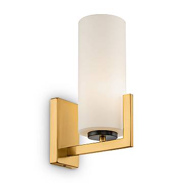 Maytoni applique contemporanea Fortano 1 luce E27 ottone metallo diffusore vetro bianco