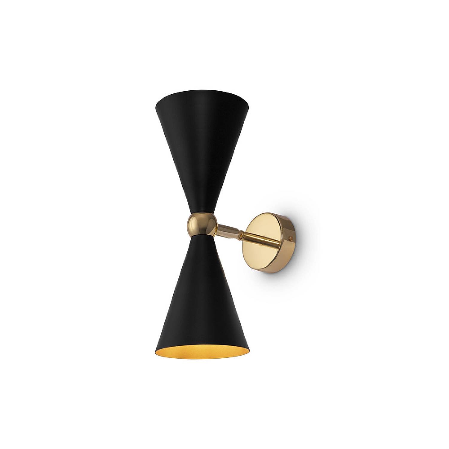 Applique Contemporanea Vesper Struttura Diffusori Metallo Nero Oro 2 Luci MOD108WL-02GB