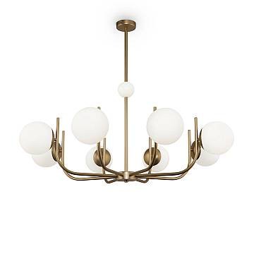 Maytoni Lampadario contemporaneo Rendez-vous 8 luci E14 ottone metallo diffusore vetro bianco